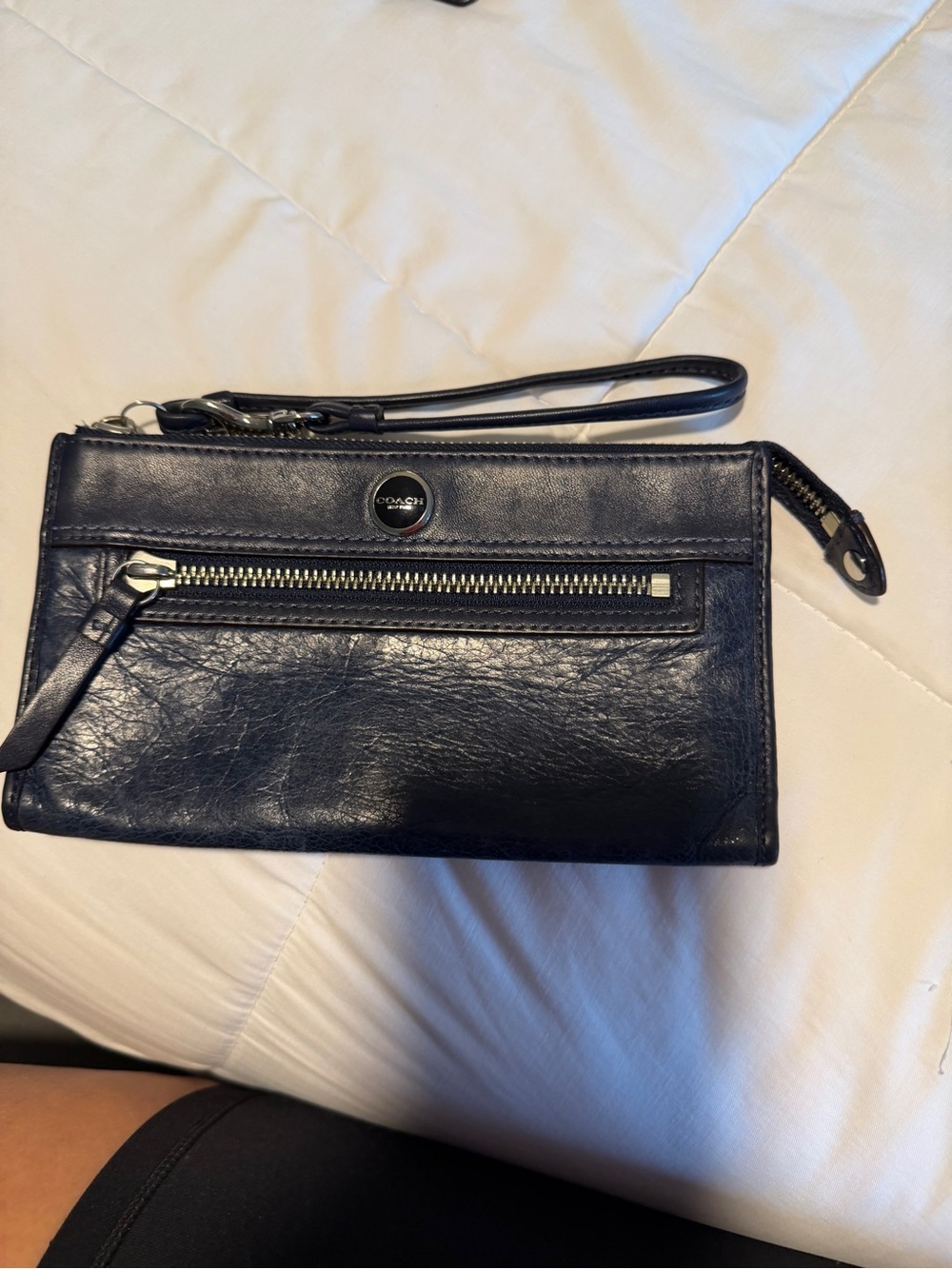 Coach Black Leather Wristlet Clutch